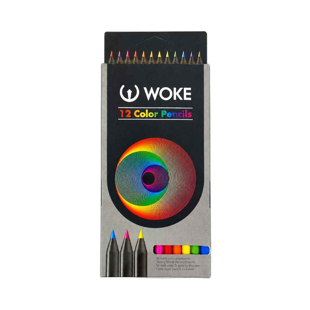 103001008_639208381389687501_woke.jpg مداد رنگی12رنگ چوب مشکی جعبه مقوایی ووک - Image 1