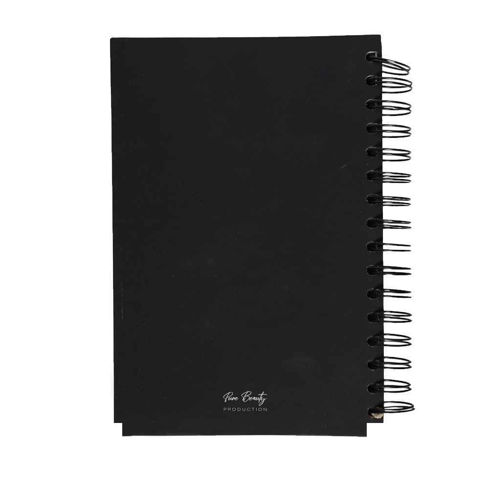 149001327_639003727455621093_pure-notebook-black-2-1.jpg دفتر100برگ A5 خطدار سیمی جلدسخت (کاغذ مشکی) برگ سری پیور بیوتی کد70706 - Image 1